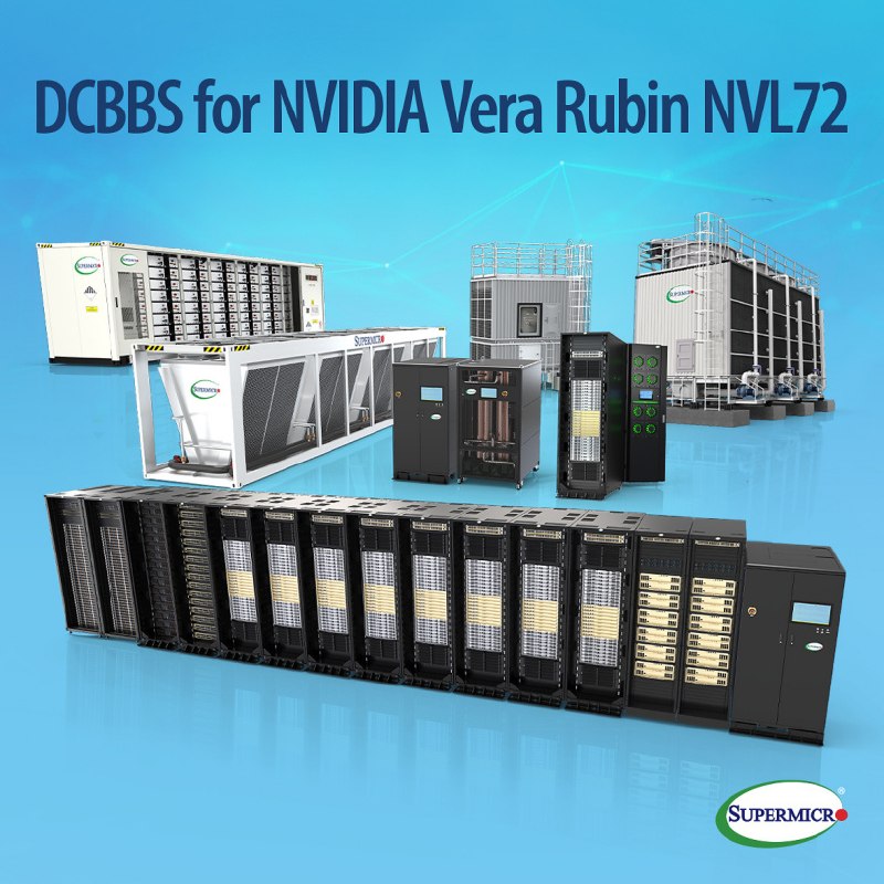 Supermicro启动英伟达Vera Rubin NVL72机架出货Supermicro宣布已开始出货英伟达Vera Rubin NVL72机架系统，并推出涵盖液冷、供电、网络等设施的数据中心构建方案