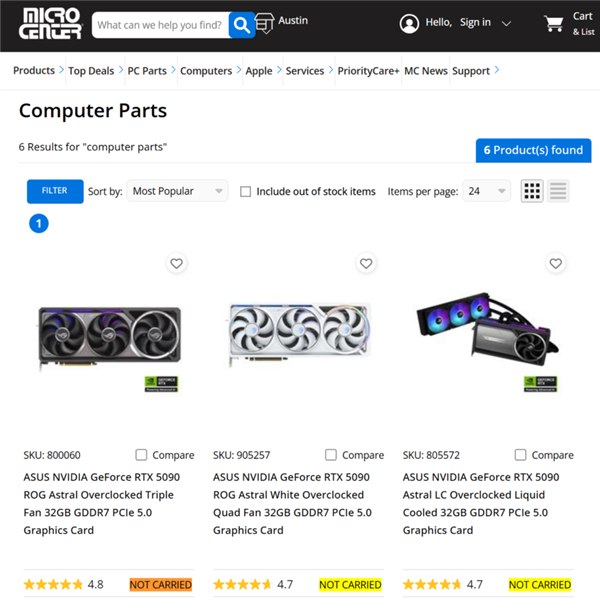 美国零售商全面下架RTX 5090：缺货变停售美国硬件零售商Micro Center将华硕、微星、技嘉、索泰等多款RTX 5090显卡从缺货改为停售，但仍有个别限量版及搭载该卡的整机在售