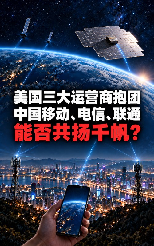 美国三大运营商合作推进手机直连卫星，中国三大运营商能否共同参与“千帆”AT&T、T-Mobile和Verizon正式签署合资协议，计划推动手机直连卫星；三家仍保留与星链、AST等卫星企业的合作